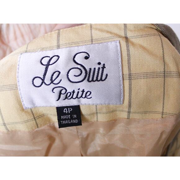 LE SUIT Women Vintage Plaid Yellow Beige Blazer Top 80s 90s asymmetrical sz 4 P - Picture 6 of 7